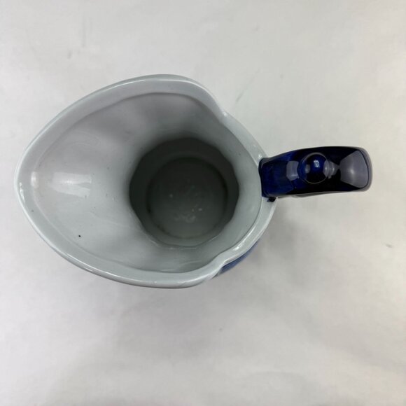 Vintage Blue White Asian Design Porcelain Pitcher Vase - Picture 5 of 9